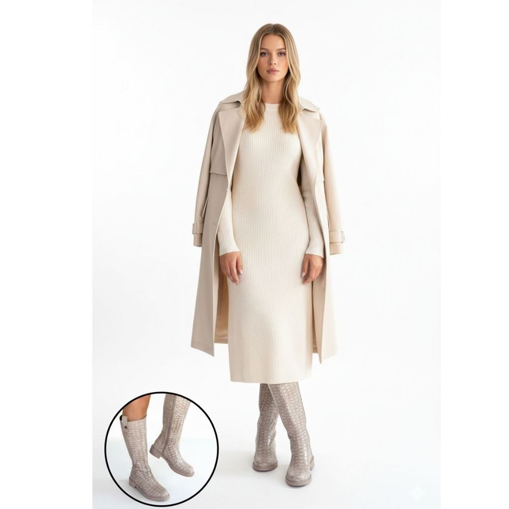 Metta Bej Cilt Desenli Çizme