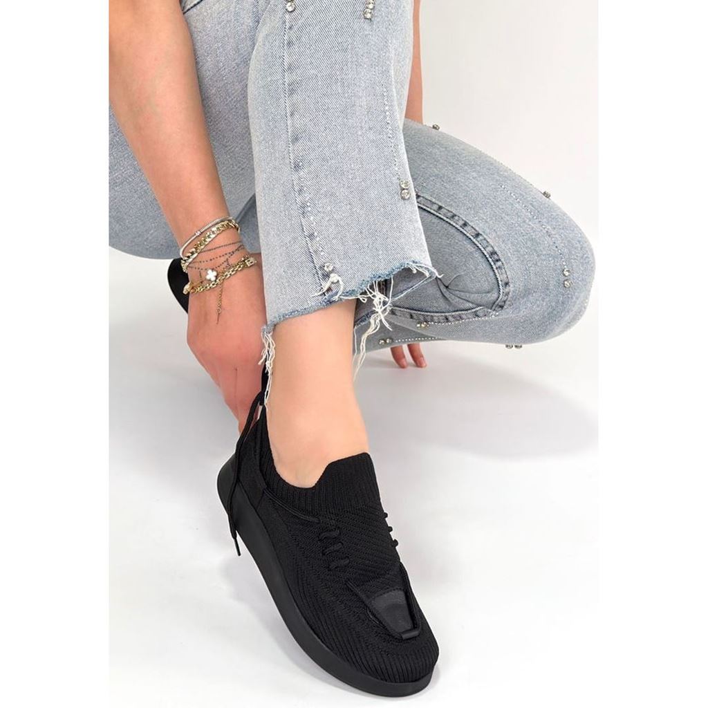 Renji Siyah Triko Bağcıklı Spor Ayakkabı