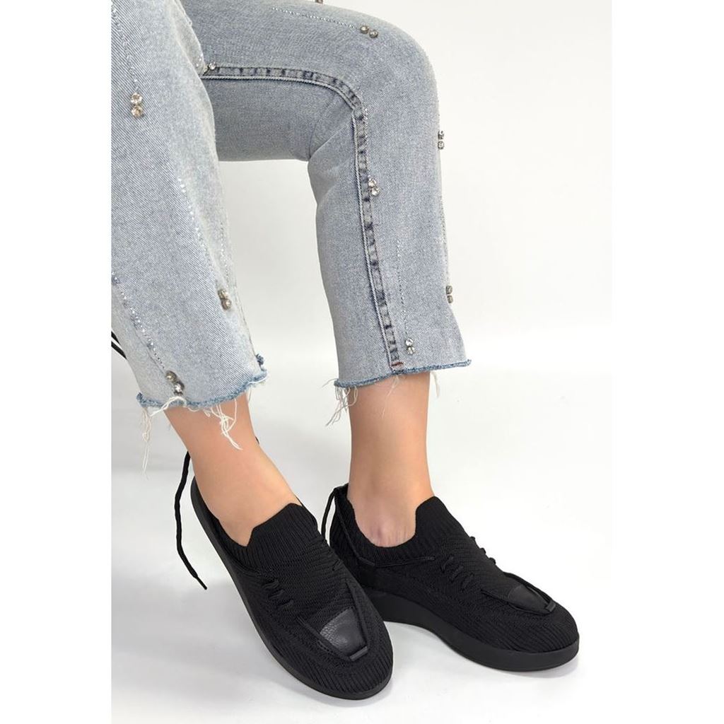 Renji Siyah Triko Bağcıklı Spor Ayakkabı