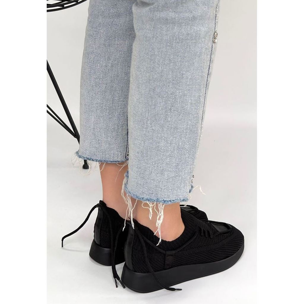 Renji Siyah Triko Bağcıklı Spor Ayakkabı