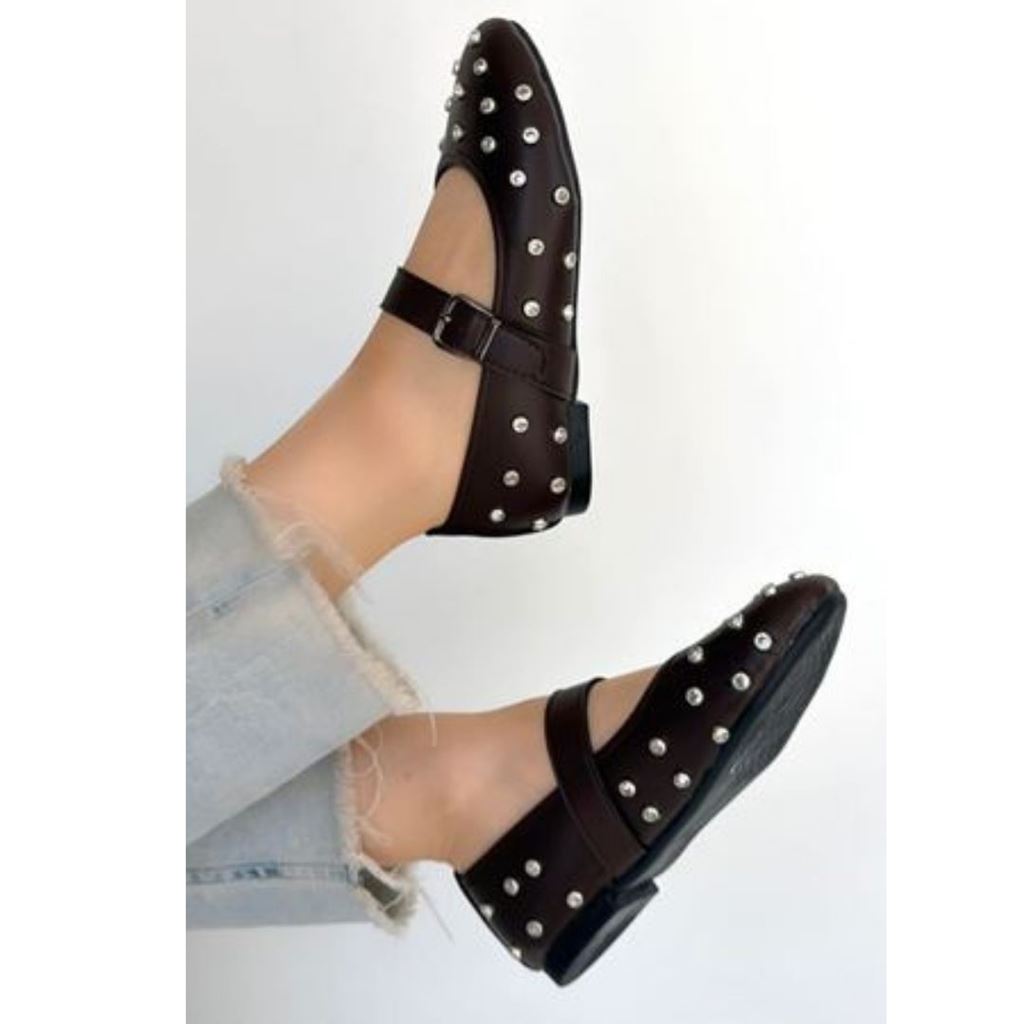 Ritta Kahverengi Cilt Kemerli Babet Ayakkabı