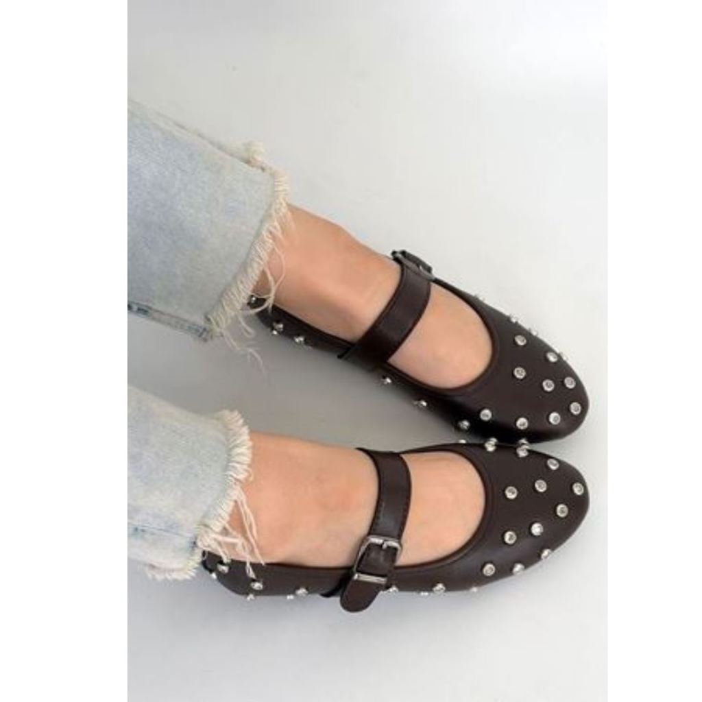 Ritta Kahverengi Cilt Kemerli Babet Ayakkabı