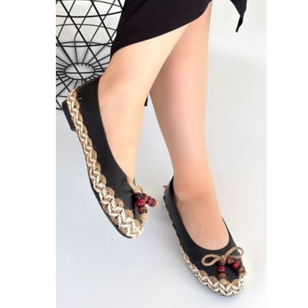 Ilwe Siyah Cilt Babet Ayakkabı