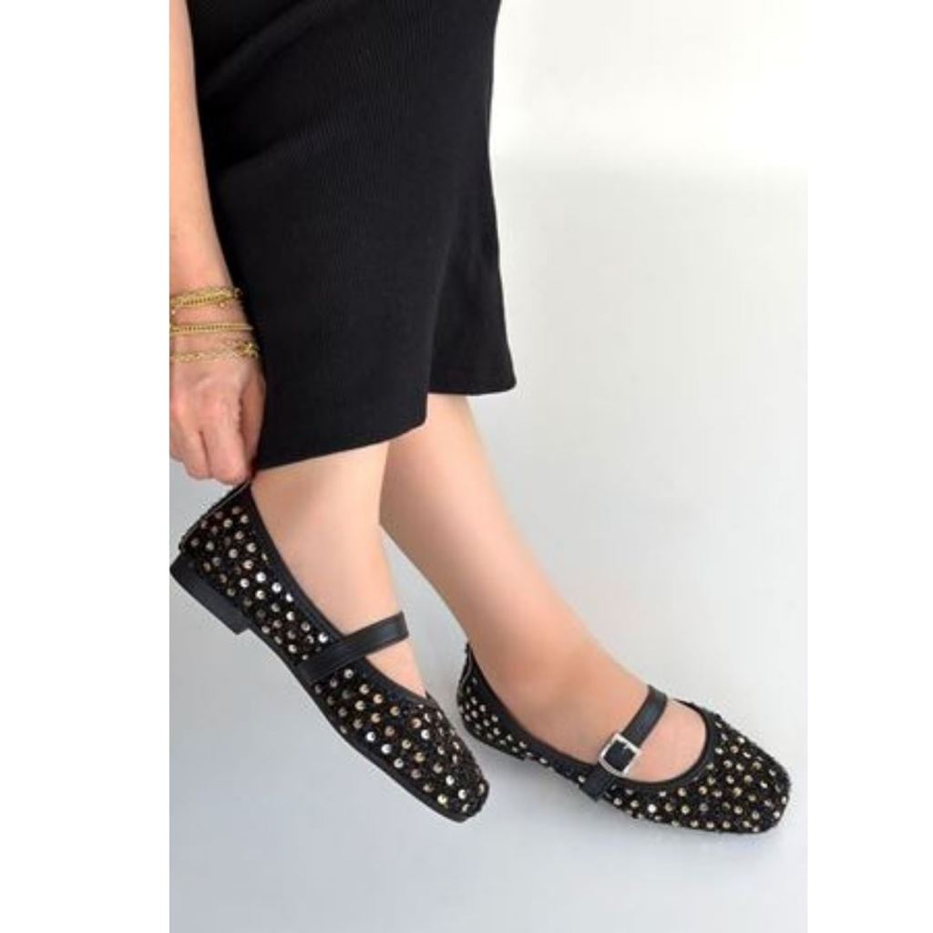 Moden Siyah Süet Babat Ayakkabı