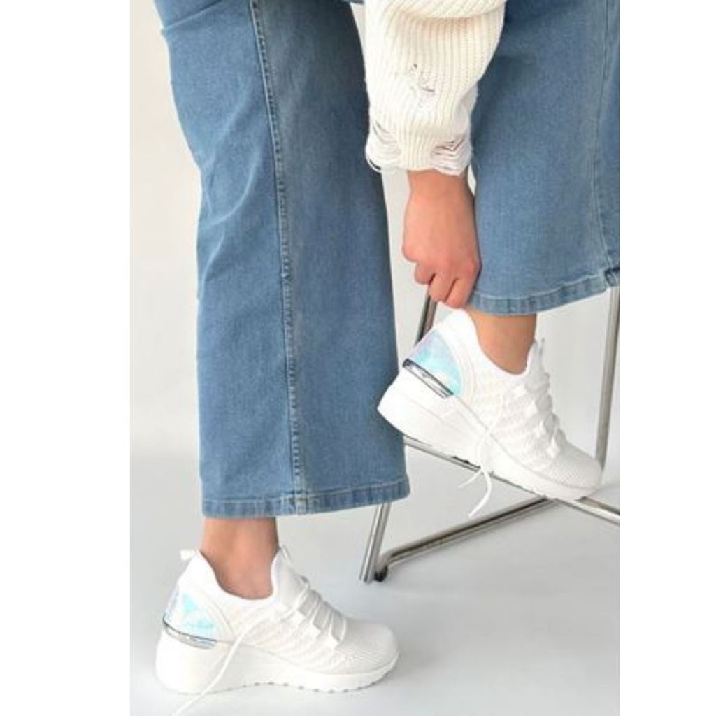 Weor Beyaz Triko Bağcıklı Spor Ayakkabı