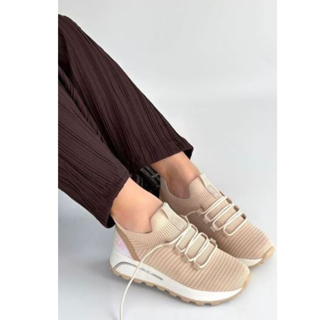 Feort Bej Triko Bağcıklı Spor Ayakkabı