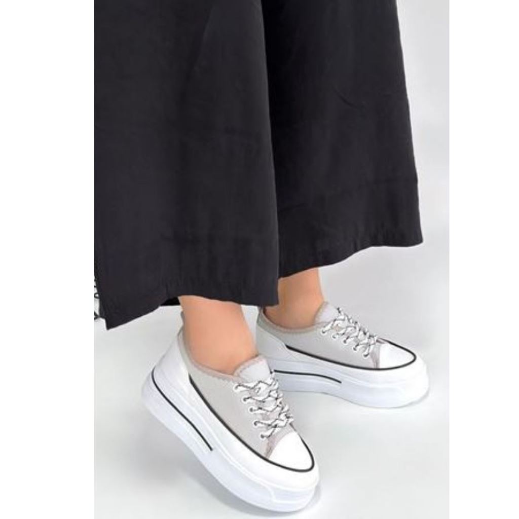 Dalen Gri Keten Bağcıklı Spor Ayakkabı