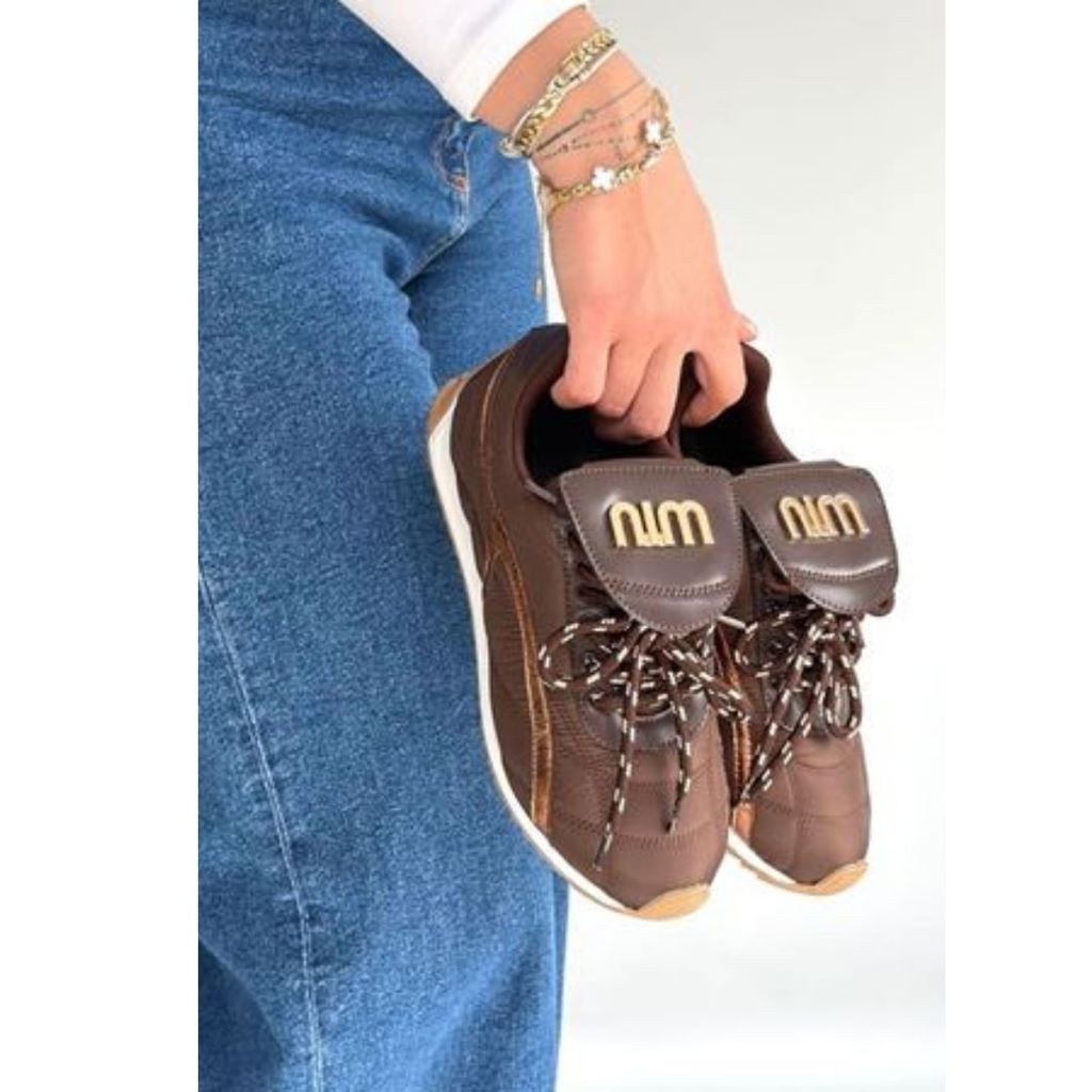 Dissa Kahverengi Cilt Bağcıklı Paraşüt Detaylı Spor Ayakkabı