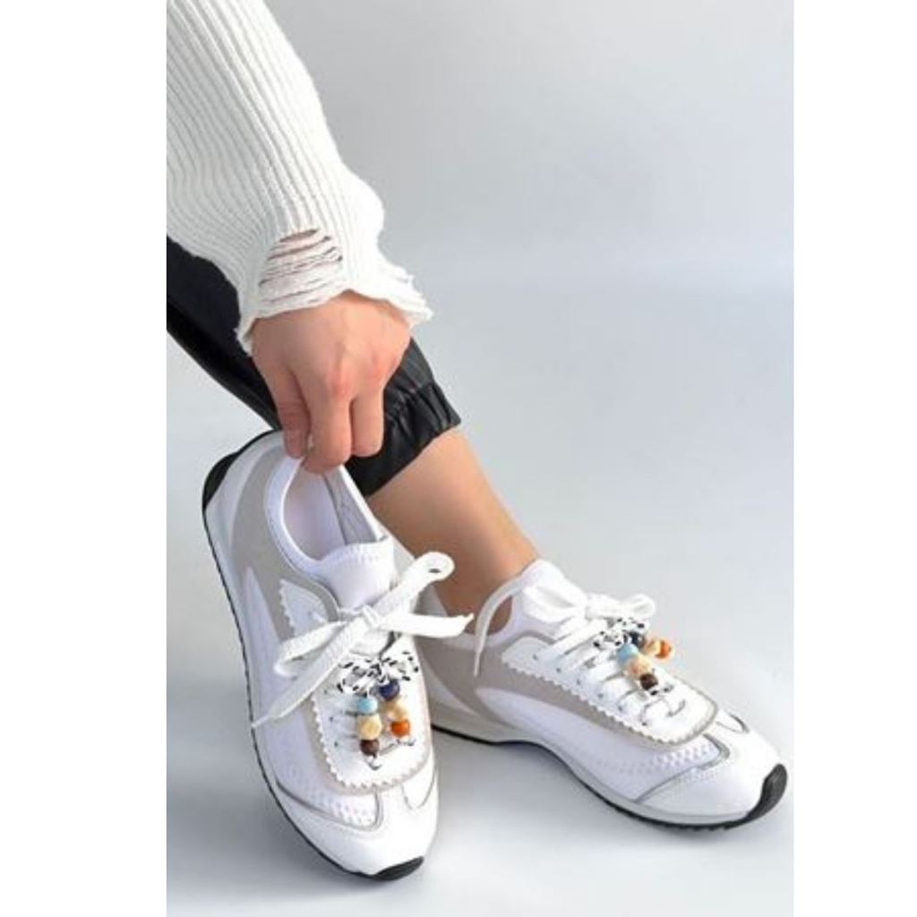 Riaf Beyaz Cilt Bağcıklı Spor Ayakkabı