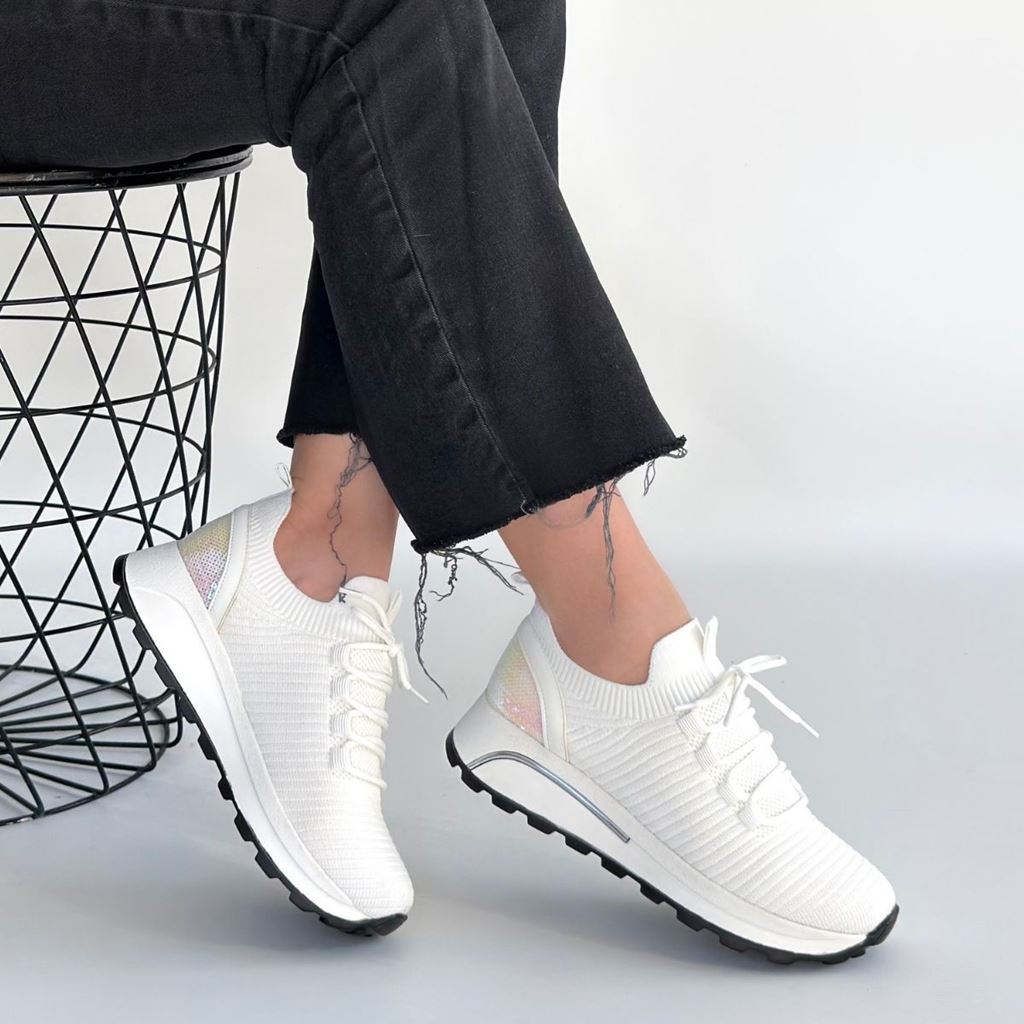 Feort Beyaz Triko Bağcıklı Spor Ayakkabı