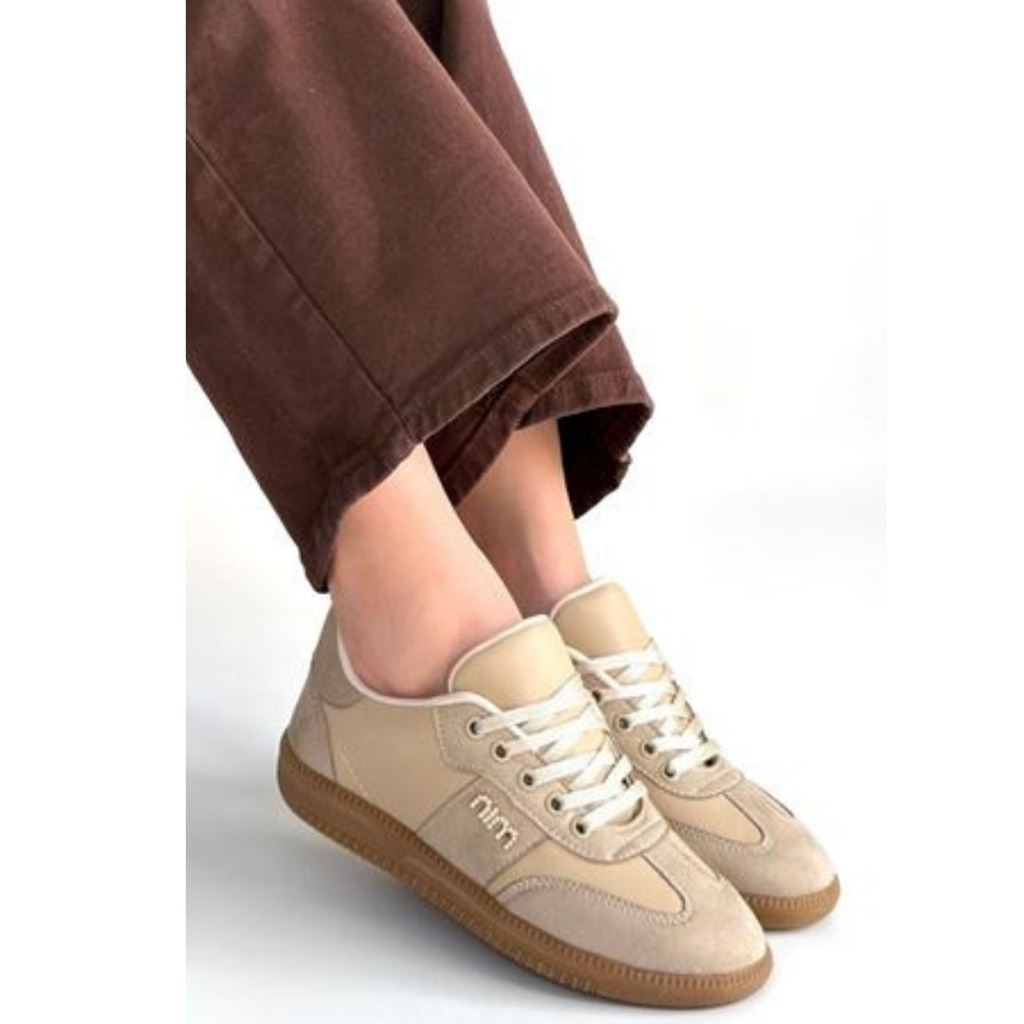 Lunga Bej Cilt Bağcıklı Spor Ayakkabı