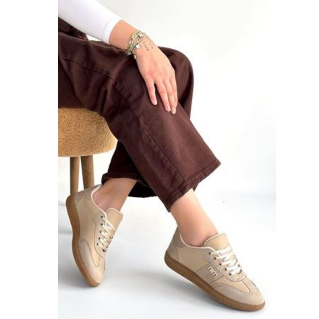 Lunga Bej Cilt Bağcıklı Spor Ayakkabı