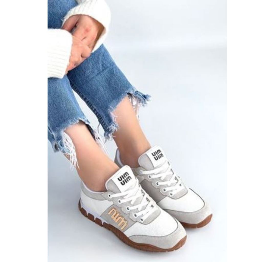 Marje Beyaz Cilt Bağcıklı Spor Ayakkabı