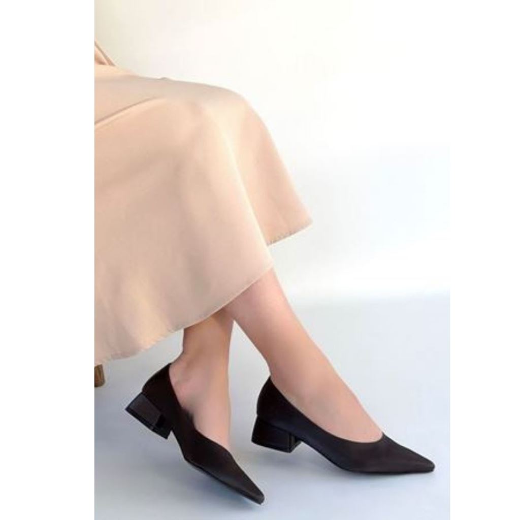 Ferla Acı Kahve Cilt Topuklu Ayakkabı