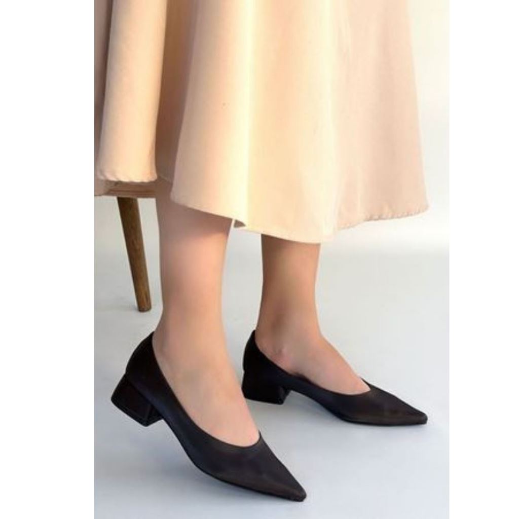 Ferla Acı Kahve Cilt Topuklu Ayakkabı