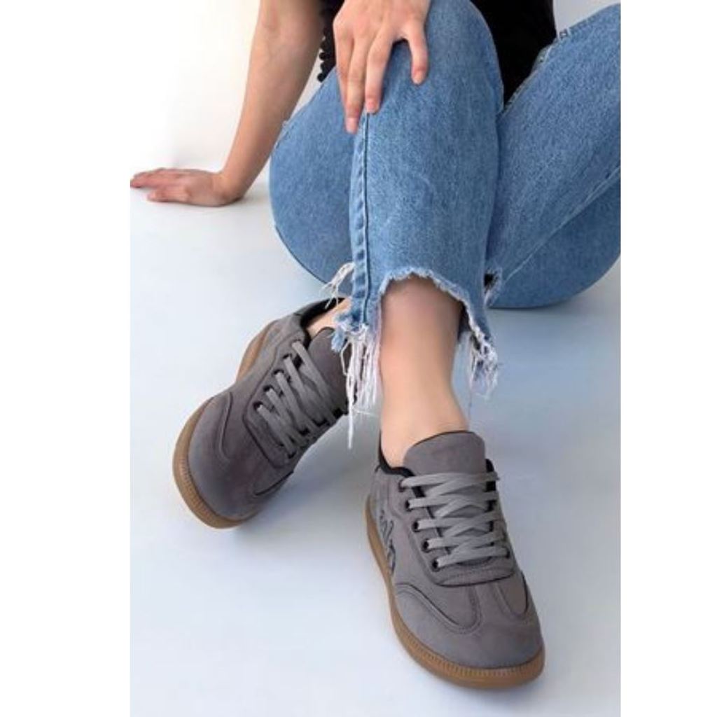 Lendo Gri Süet Bağcıklı Spor Ayakkabı
