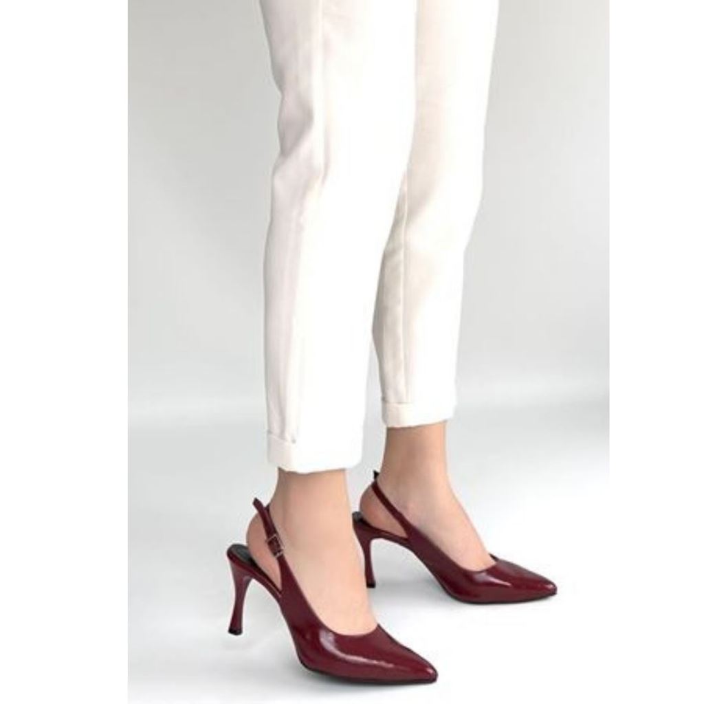 Uster Bordo Rugan Topuklu Ayakkabı