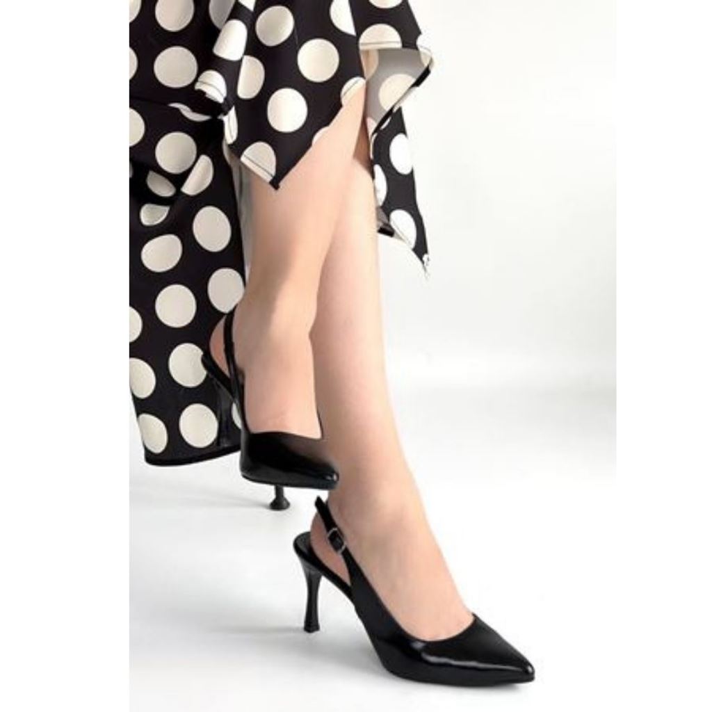 Uster Siyah Rugan Topuklu Ayakkabı