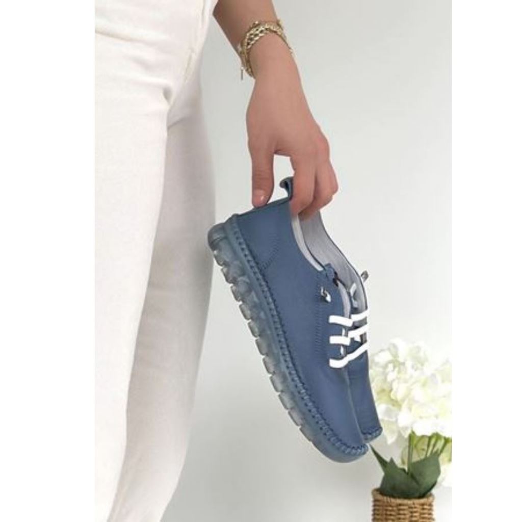 Jiten Mavi Deri Bağcıklı Spor Ayakkabı