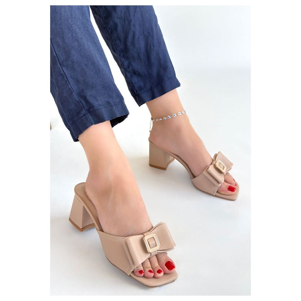 Pier Nude Cilt Topuklu Terlik