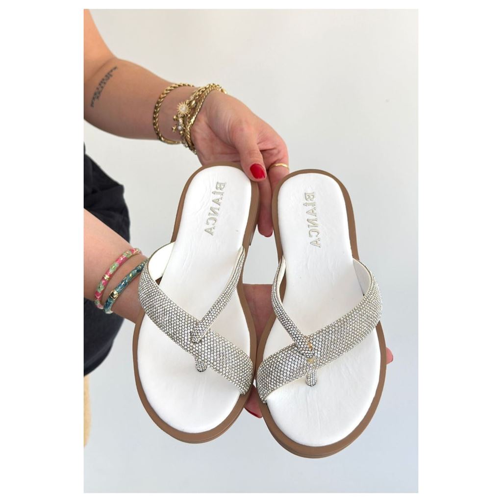 Eday Gümüş Boncuk İşlemeli Terlik