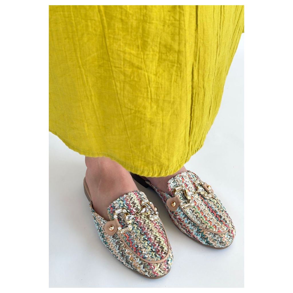 Yenda Renkli Dokumalı Terlik