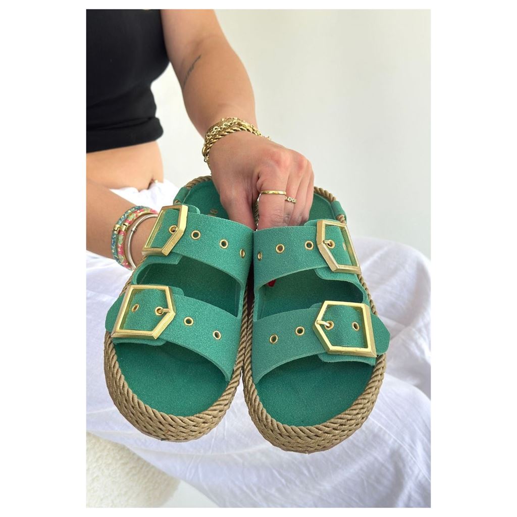 İces Yeşil Nubuk Terlik