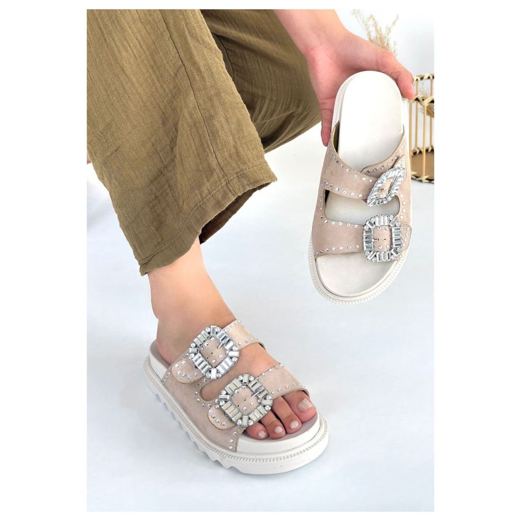 Juana Bej Nubuk Taşlı Terlik