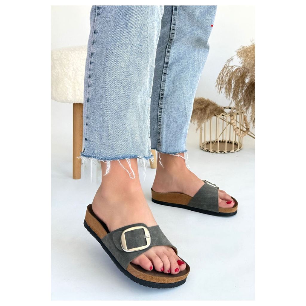 Zooy Yeşil Nubuk Terlik