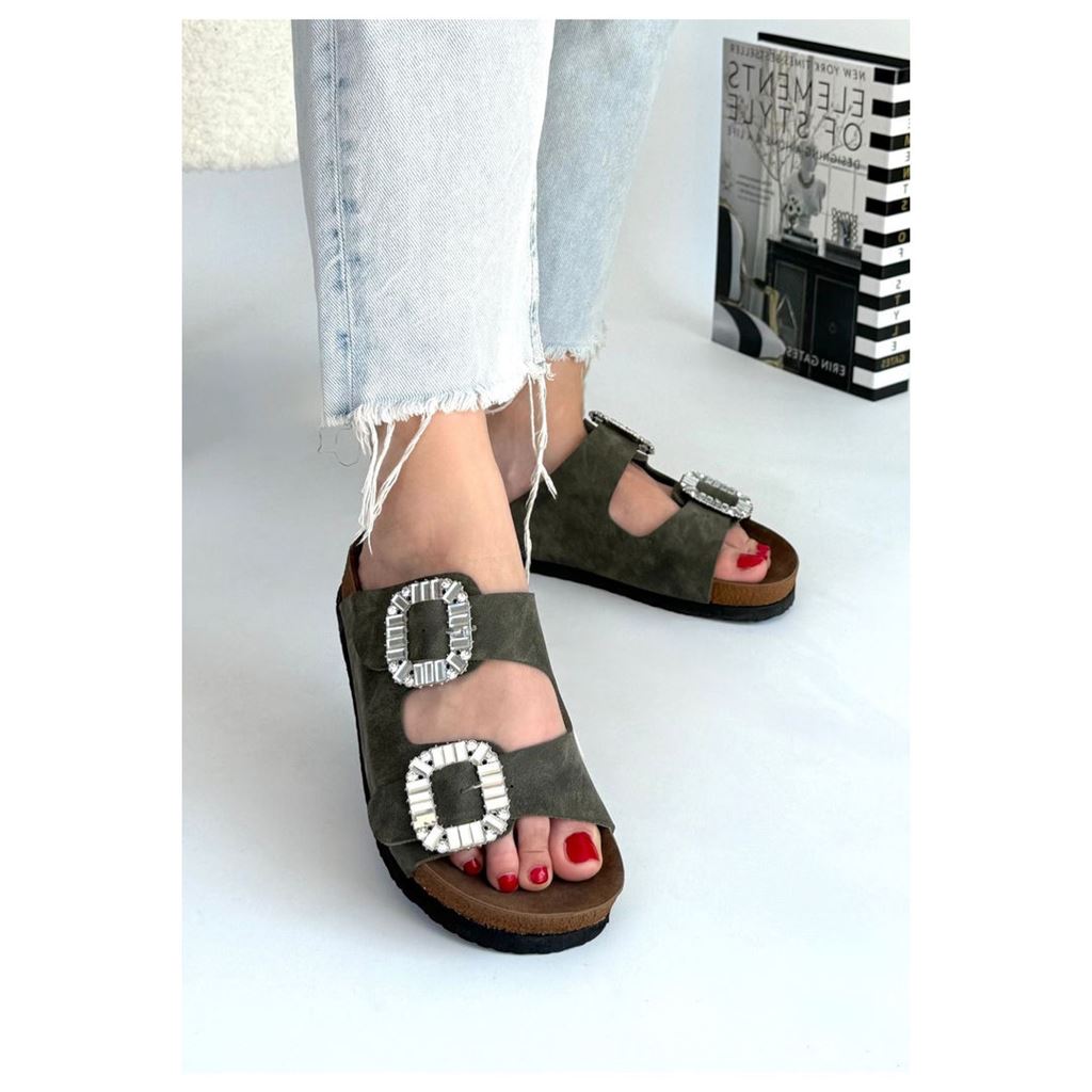 Nool Yeşil Nubuk Terlik