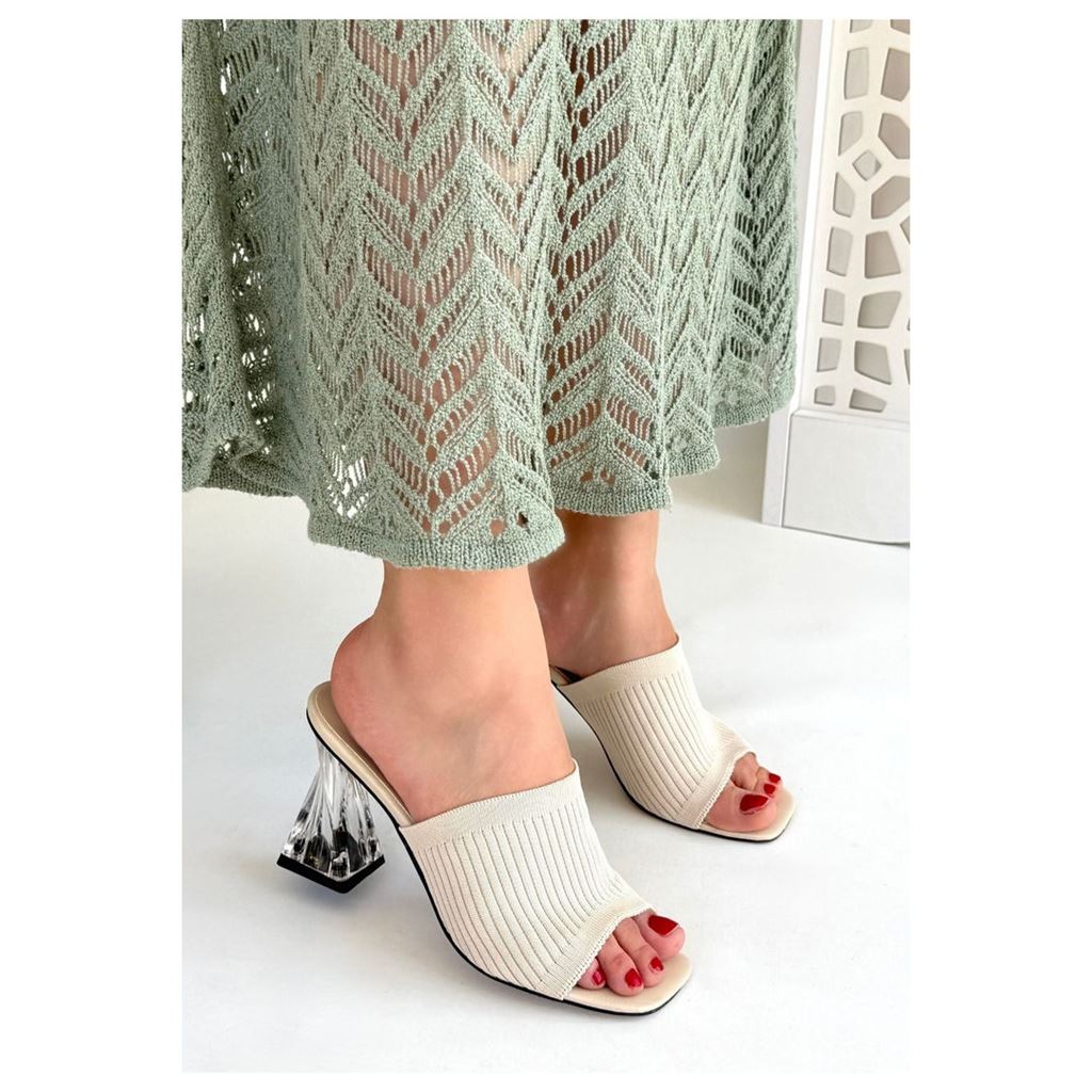 Evra Ten Triko Topuklu Terlik