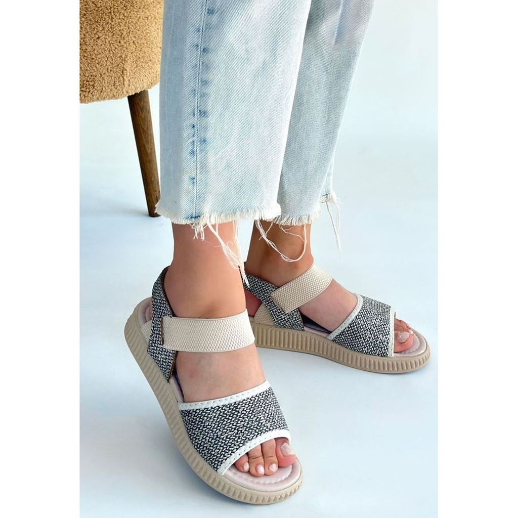 Jake Yeşil Hasır Örgülü Lastikli Konforlu Günlük Sandalet