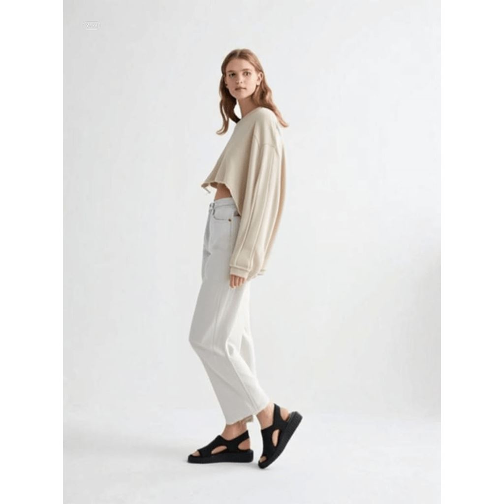 Wayi Siyah Platform Tabanlı Hasır Örgü Arkası Lastikli Kadın Sandalet