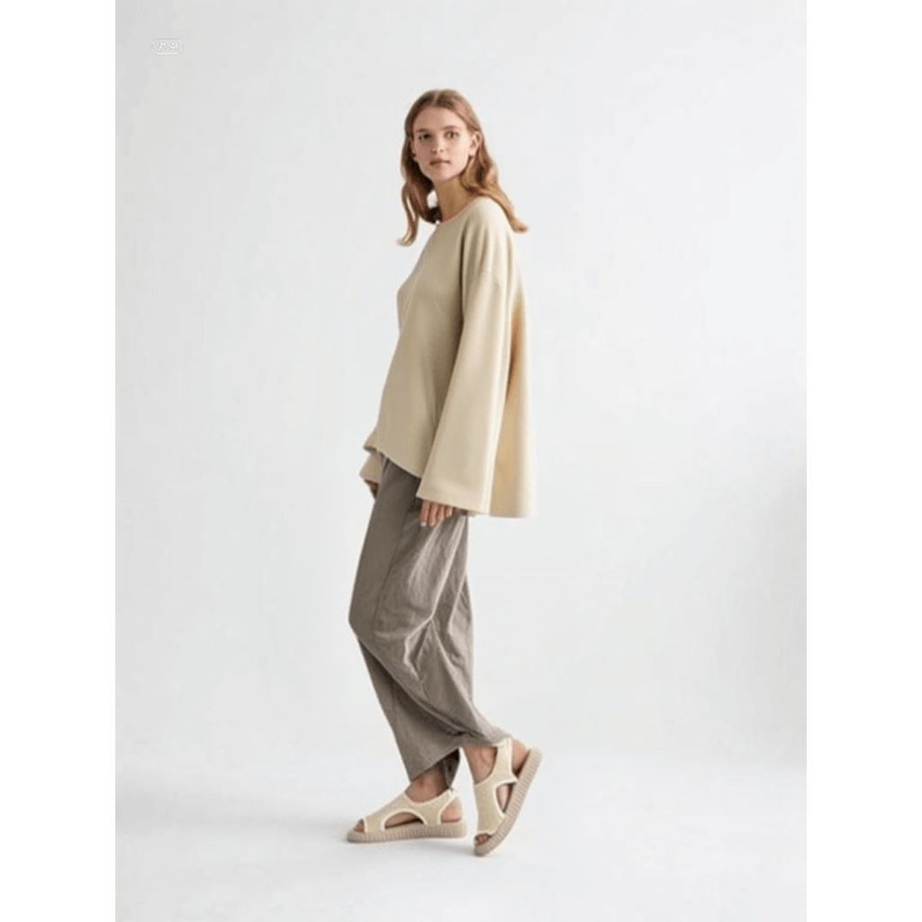 Wayi Bej Platform Tabanlı Hasır Örgü Arkası Lastikli Kadın Sandalet