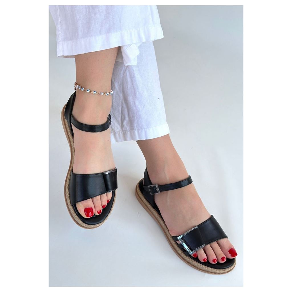 Andana Siyah Cilt Sandalet