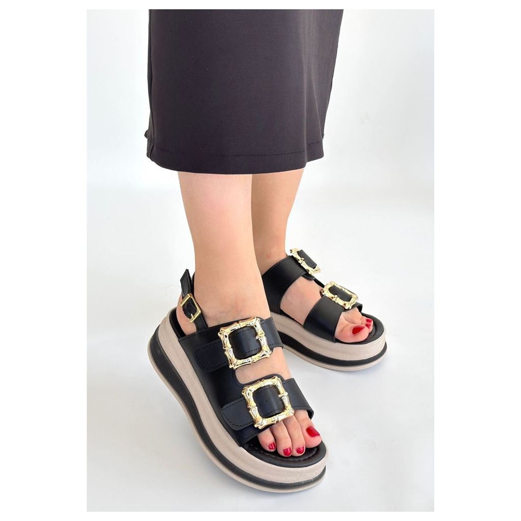 Stan Siyah Cilt Sandalet