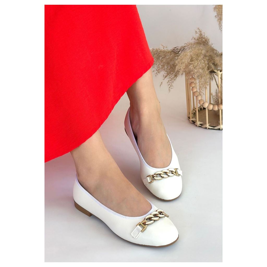 Cleo Beyaz Cilt Babet Ayakkabı