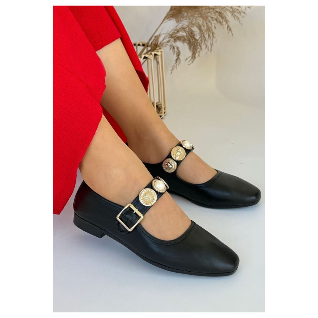 Koope Siyah Cilt Babet Ayakkabı