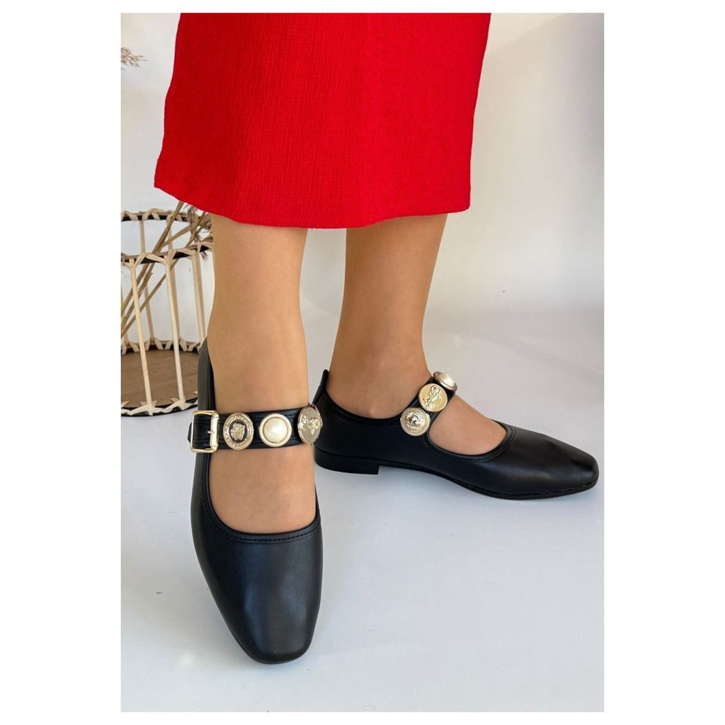 Koope Siyah Cilt Babet Ayakkabı