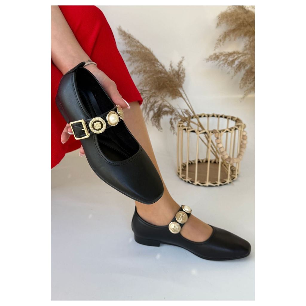 Koope Siyah Cilt Babet Ayakkabı