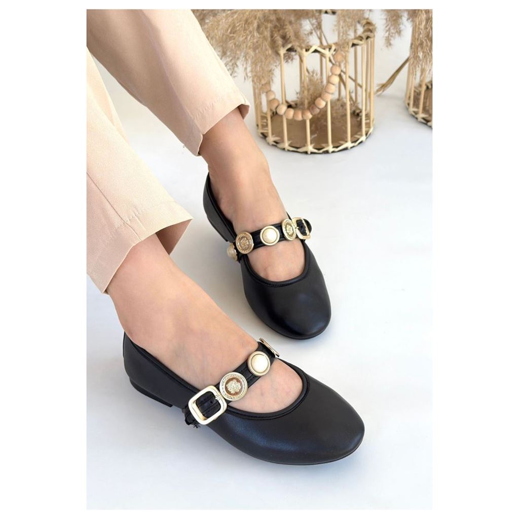 Atnis Siyah Cilt Babet Ayakkabı