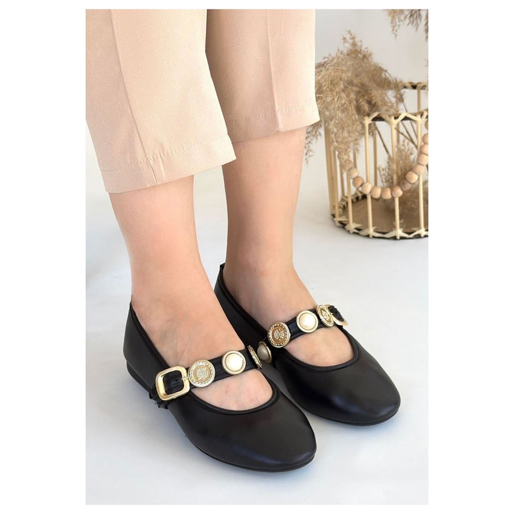 Atnis Siyah Cilt Babet Ayakkabı