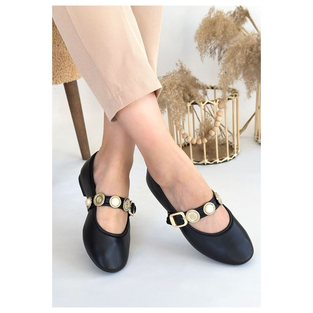 Atnis Siyah Cilt Babet Ayakkabı