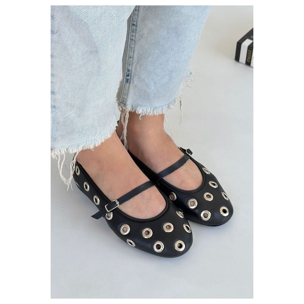 Tinta Siyah Cilt Babet Ayakkabı