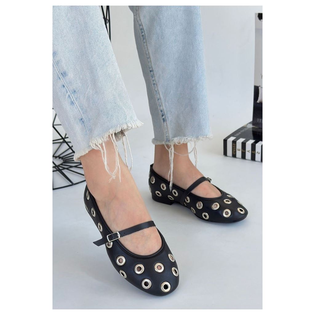 Tinta Siyah Cilt Babet Ayakkabı