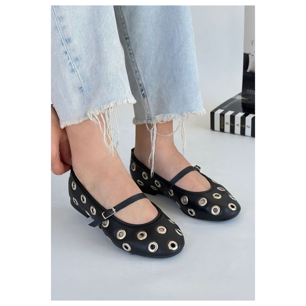 Tinta Siyah Cilt Babet Ayakkabı