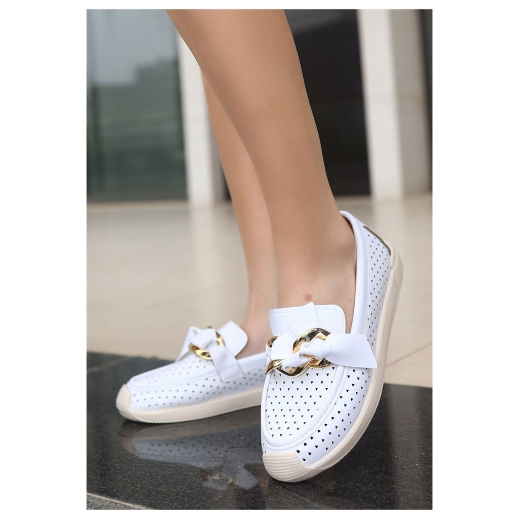 Riwan Beyaz Cilt Babet Ayakkabı