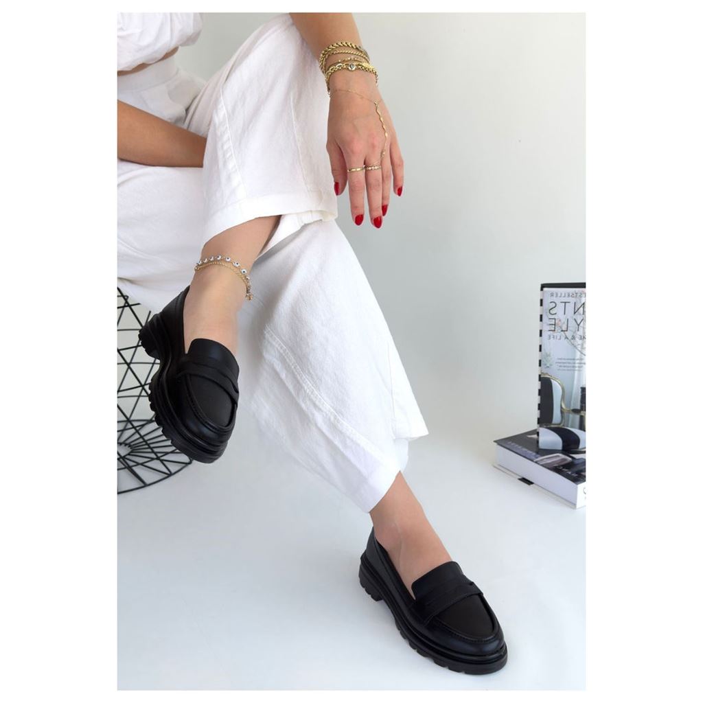 Narli Siyah Cilt Oxford Ayakkabı