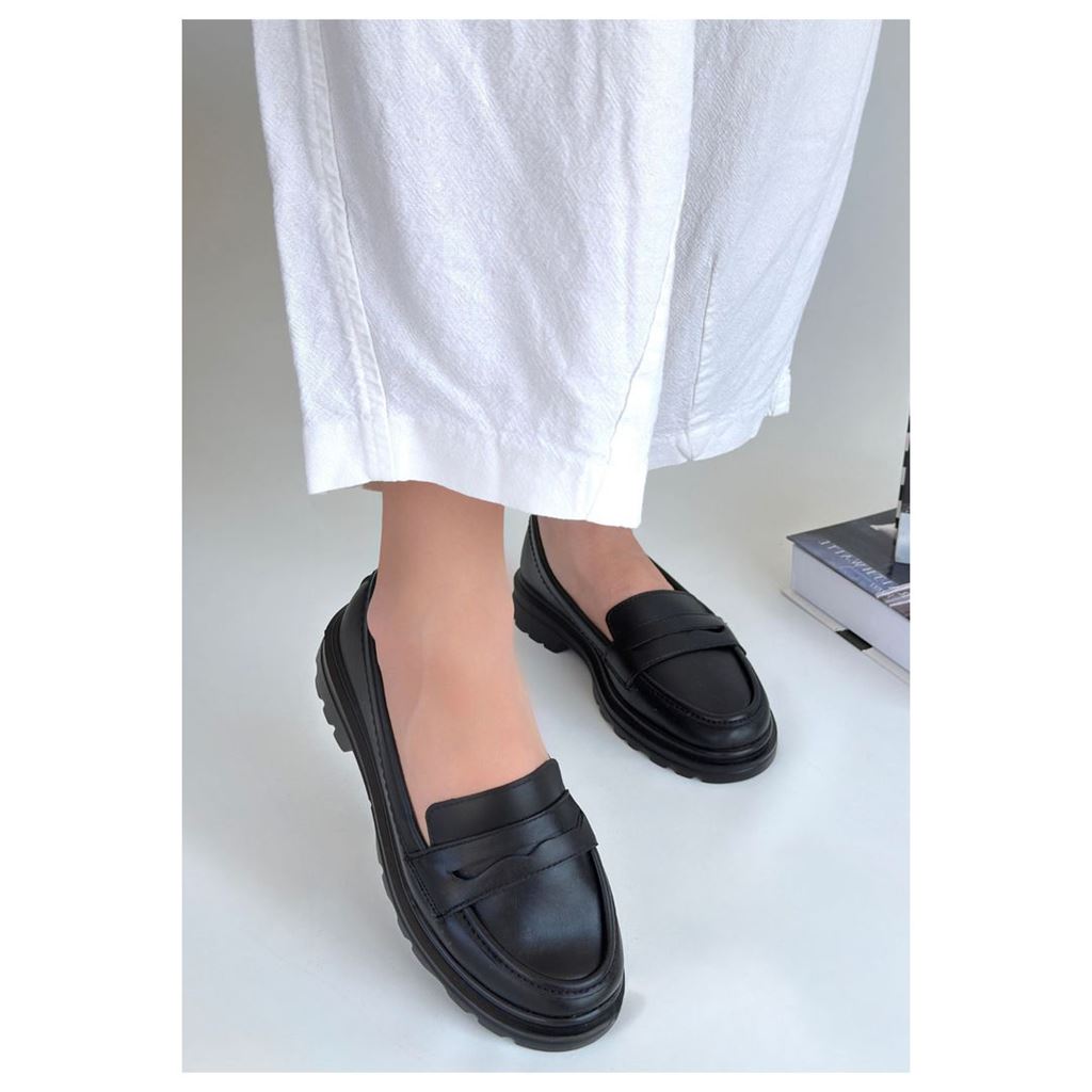 Narli Siyah Cilt Oxford Ayakkabı