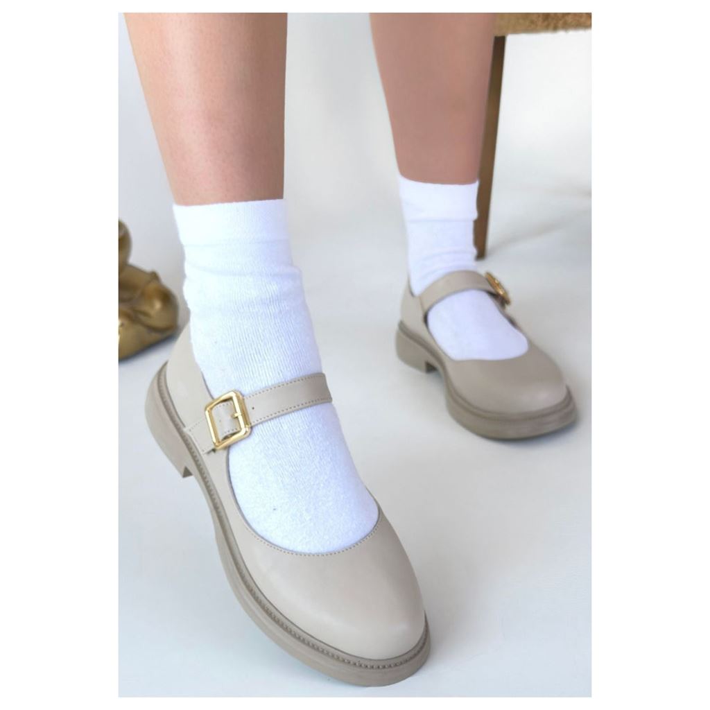 Yokox Bej Cilt Oxford Ayakkabı